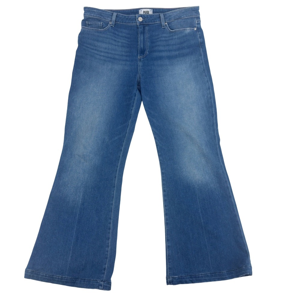 PAIGE Genevieve Jeans Women 34 Blue High Rise Flare Leg Denim Stretch Boho